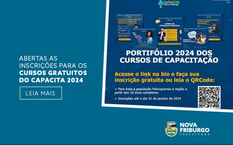 ABERTAS AS INSCRIÇÕES PARA OS CURSOS GRATUITOS DO CAPACITA 2024