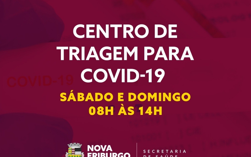 CENTRO DE TRIAGEM PARA COVID-19 FUNCIONARÁ PARA TESTAGEM NESTE FINAL DE SEMANA